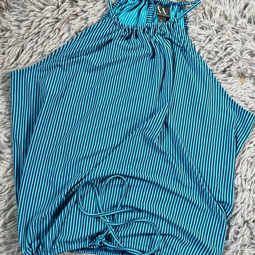 Blue Striped Y2K Vivid California Girl Beachy Salt Life Mermaid Halter